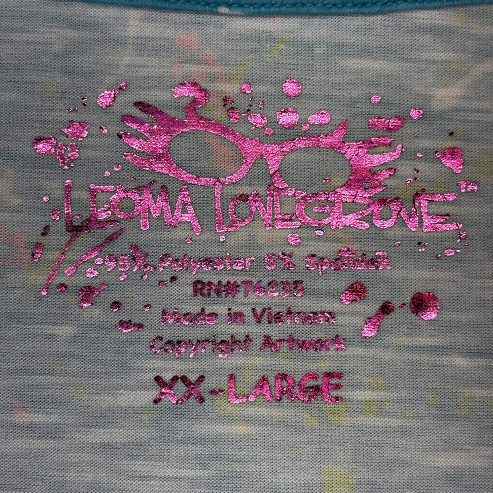 Leoma Lovegrove T-Shirt Lot Women XXL Pink Blue Flamingo Eagle Art Tie Front - Picture 10 of 13